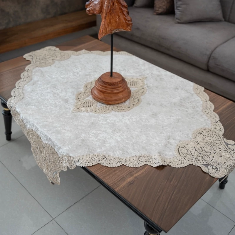 رومیزی مربع یک در یک ترک طرح قیطان دوزی