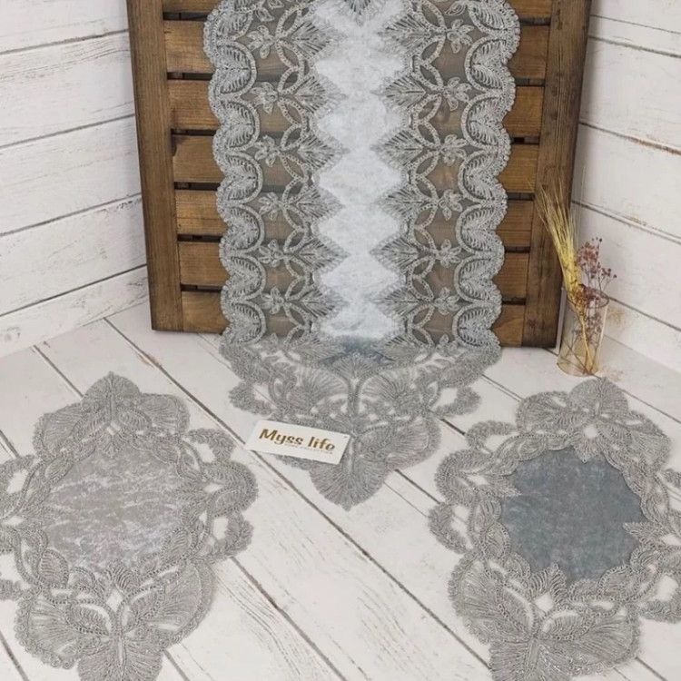 رومیزی مخمل سه تیکه