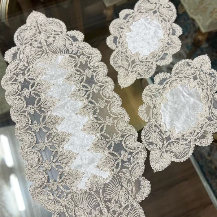 رومیزی مخمل سه تیکه