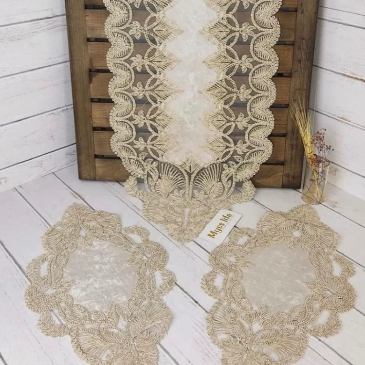 رومیزی مخمل سه تیکه